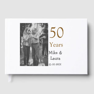 Happy 50th anniversary add couple name date weddin foil guest book 