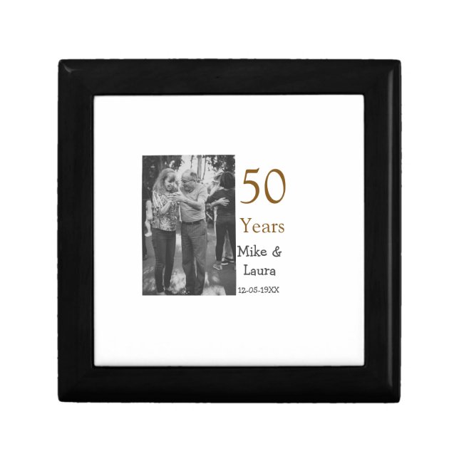 Happy 50th anniversary add couple name date weddin gift box (Front)