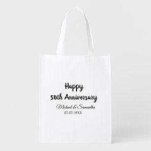 Happy 50th anniversary add couple name date weddin grocery bag