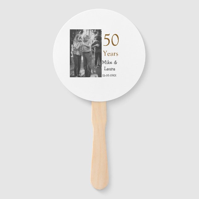 Happy 50th anniversary add couple name date weddin hand fan (Front)