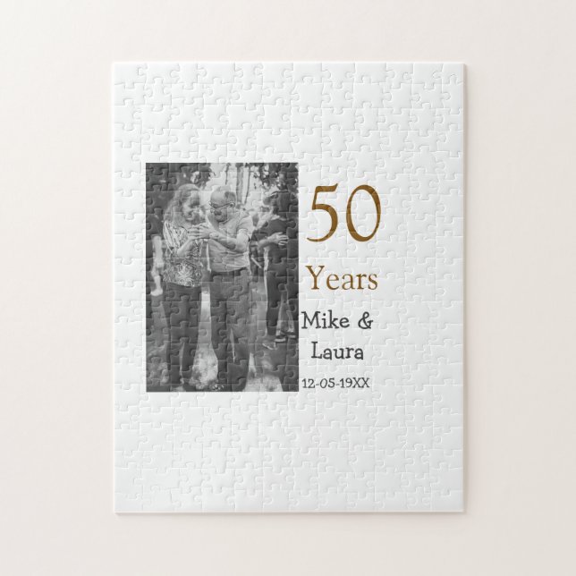 Happy 50th anniversary add couple name date weddin jigsaw puzzle (Vertical)
