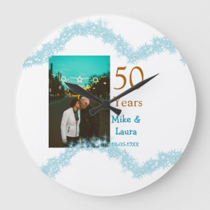 Happy 50th anniversary add couple name date weddin large clock