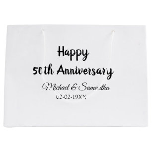 Happy 50th anniversary add couple name date weddin large gift bag