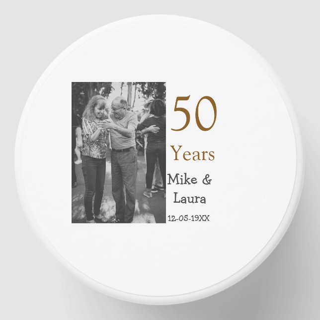 Happy 50th anniversary add couple name date weddin mini candle favors (Front)
