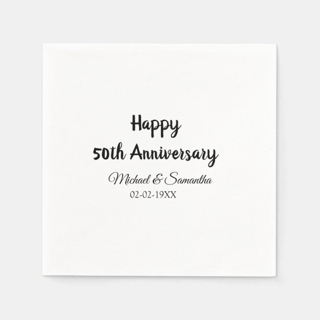 Happy 50th anniversary add couple name date weddin napkins (Front)