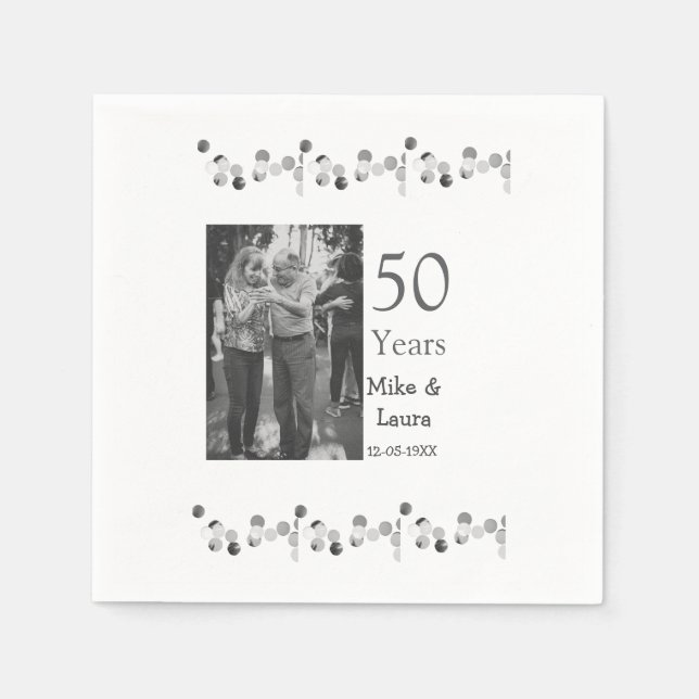 Happy 50th anniversary add couple name date weddin napkins (Front)