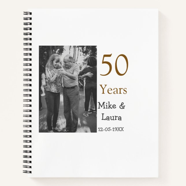 Happy 50th anniversary add couple name date weddin notebook (Front)