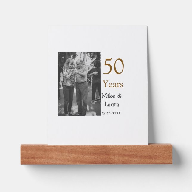 Happy 50th anniversary add couple name date weddin picture ledge (Front)