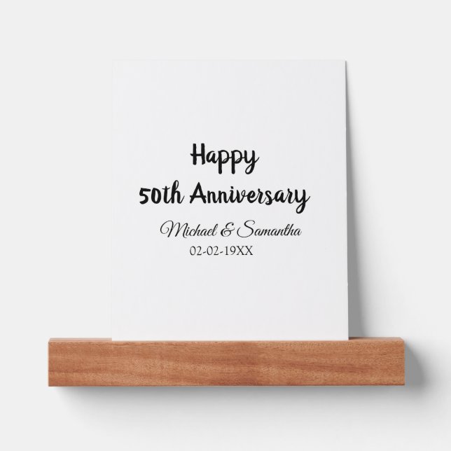 Happy 50th anniversary add couple name date weddin picture ledge (Front)