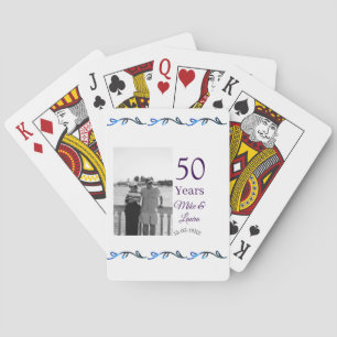 Happy 50th anniversary add couple name date weddin poker cards