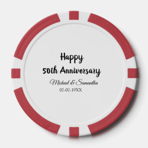 Happy 50th anniversary add couple name date weddin poker chips