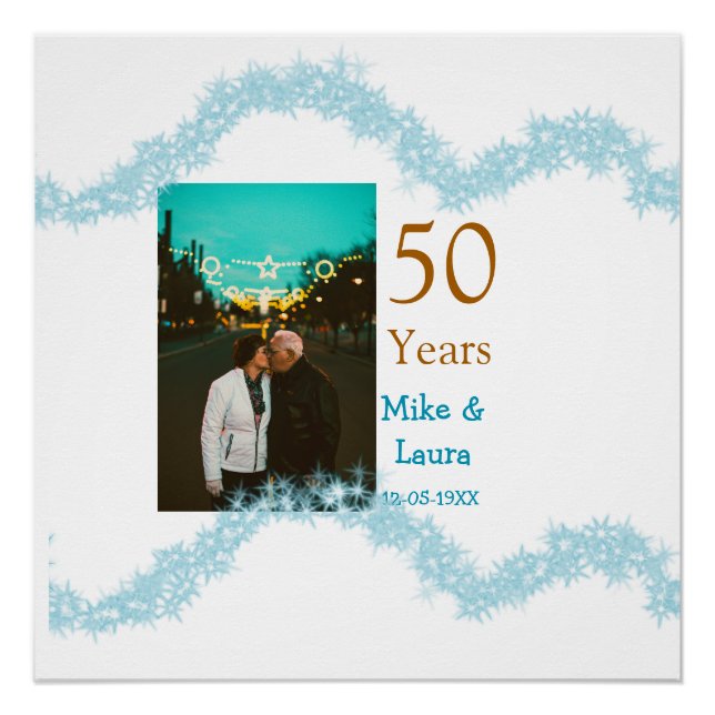 Happy 50th anniversary add couple name date weddin poster (Front)