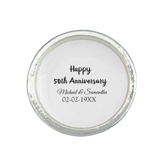 Happy 50th anniversary add couple name date weddin ring (Front)