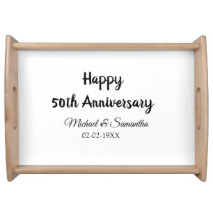 Happy 50th anniversary add couple name date weddin serving tray
