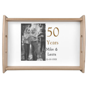 Happy 50th anniversary add couple name date weddin serving tray