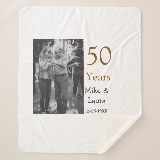 Happy 50th anniversary add couple name date weddin sherpa blanket (Front)