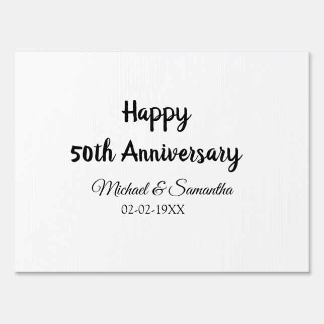 Happy 50th anniversary add couple name date weddin sign (Front)