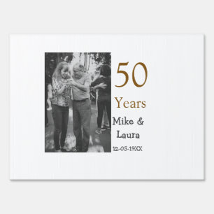 Happy 50th anniversary add couple name date weddin sign