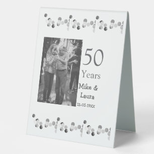 Happy 50th anniversary add couple name date weddin table tent