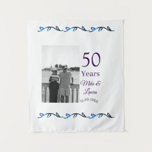 Happy 50th anniversary add couple name date weddin tapestry