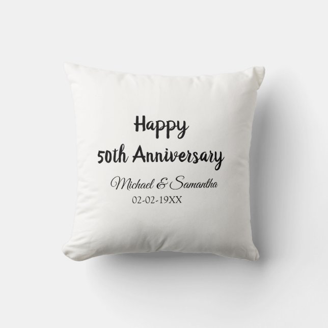 Happy 50th anniversary add couple name date weddin throw pillow (Front)