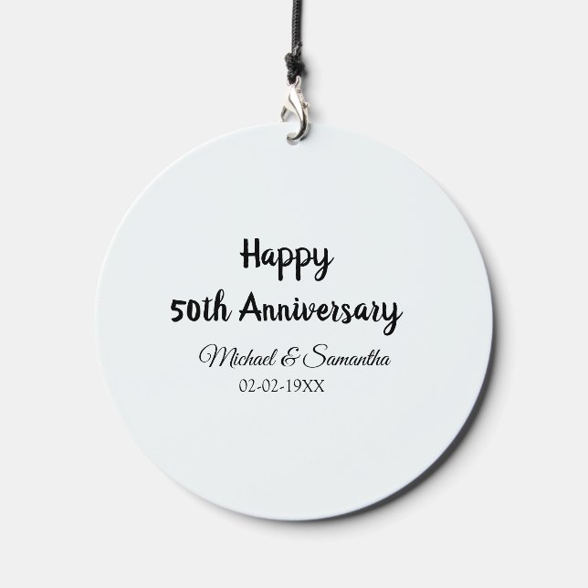 Happy 50th anniversary add couple name date weddin wind chime  (Front)