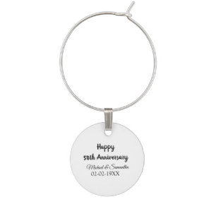 Happy 50th anniversary add couple name date weddin wine charm