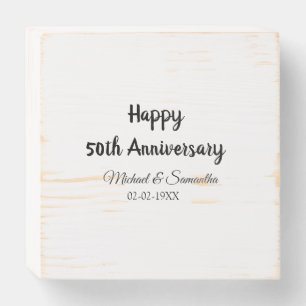 Happy 50th anniversary add couple name date weddin wooden box sign