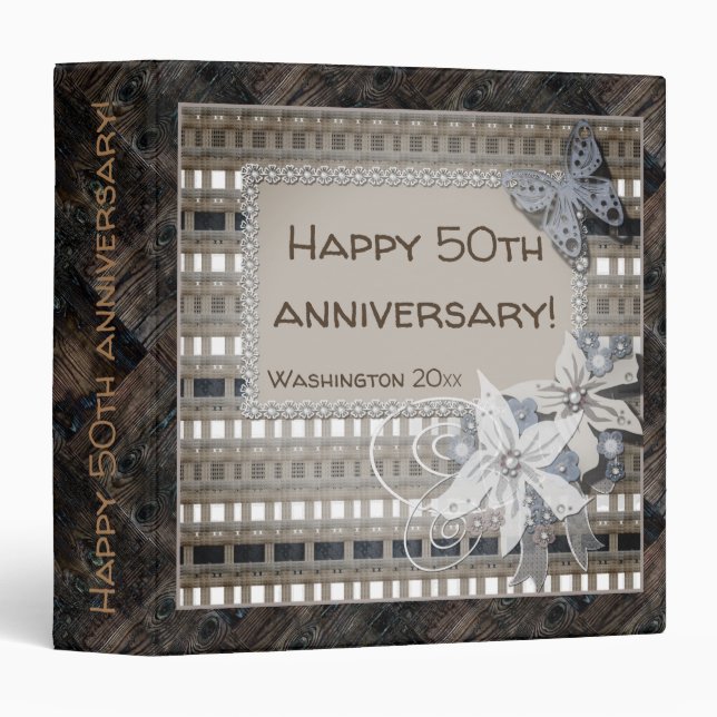 Happy 50th anniversary!  , anniversary, birthday 3 ring binder (Front/Spine)