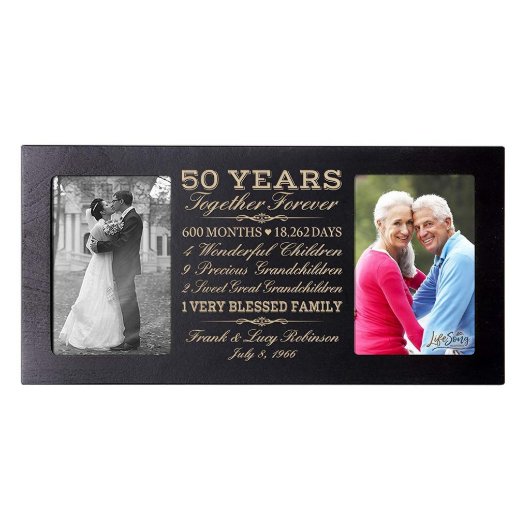 Happy 50th Anniversary Black Double Photo Frame (Front)