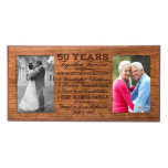 Happy 50th Anniversary Cherry Double Photo Frame<br><div class="desc">This stunning personalized double photo frame is the perfect keepsake to commemorate a couple's 50th wedding anniversary. Laser engraved with the happy couple's names and the date they got married, along with a list of how many descendants they have so far, this beautiful frame is suitable to hang on a...</div>