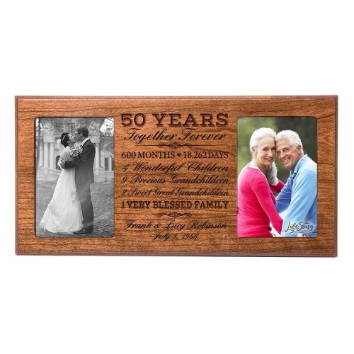 Happy 50th Anniversary Cherry Double Photo Frame