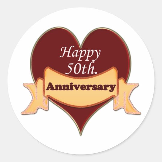Happy 50th. Anniversary Classic Round Sticker
