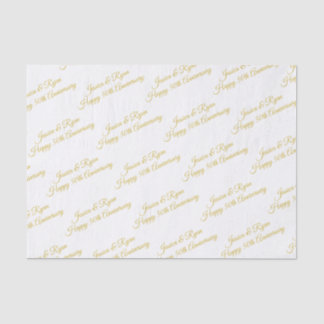 Happy 50th Anniversary DIY Names/Year, Gold Script Tissue Paper
