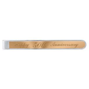 Happy 50th Anniversary Gift Ideas for Husband Silver Finish Tie Clip