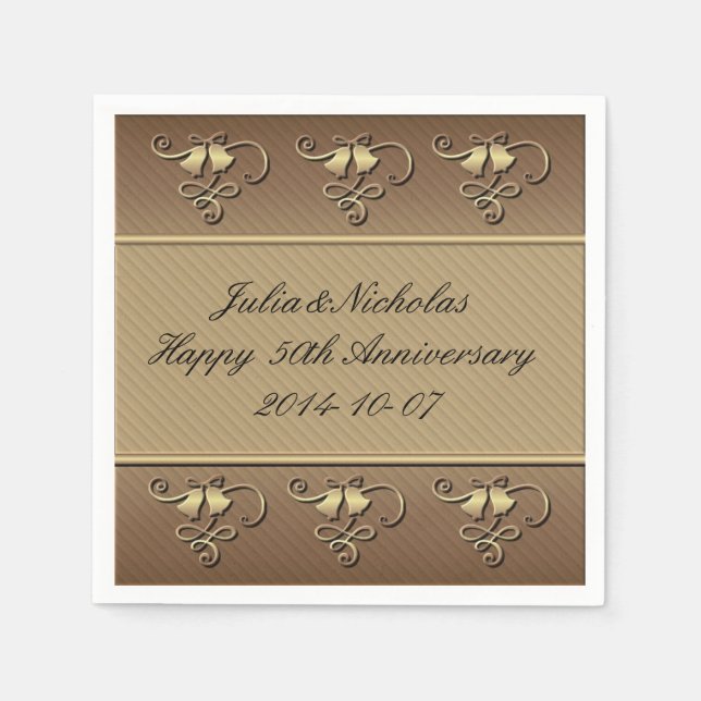 Happy 50th Anniversary Gold Personalized Napkins (Front)
