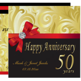 Happy 50th Anniversary | Gold Swirls Invitation