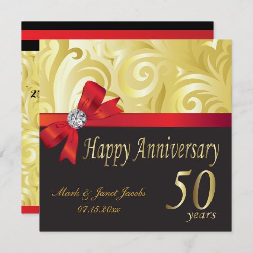 Happy 50th Anniversary  Gold Swirls Invitation