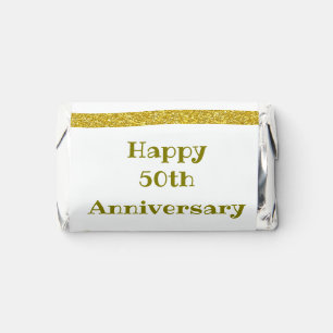 Happy 50th anniversary golden glitter border gray hershey's miniatures