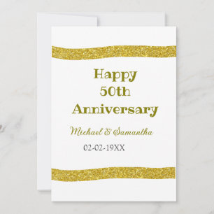 Happy 50th anniversary golden glitter border gray invitation