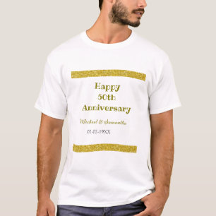Happy 50th anniversary golden glitter border gray  T-Shirt
