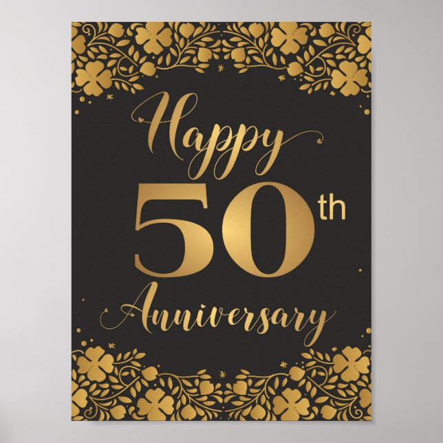 Happy 50th Anniversary Golden Wedding Jublilee Poster (Front)