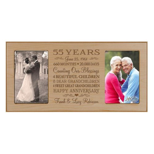 Happy 50th Anniversary Maple Double Photo Frame