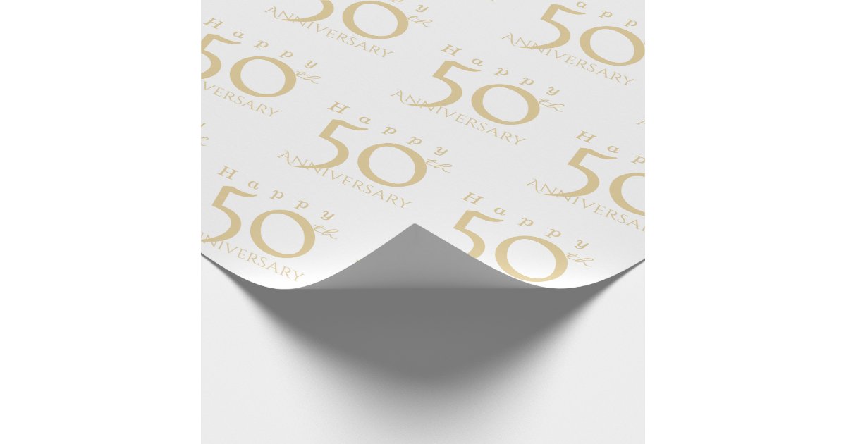 Happy 50th Anniversary Matte Pink Gold Wrapping Paper