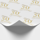 Happy 50th Anniversary Matte Pink Gold Wrapping Paper