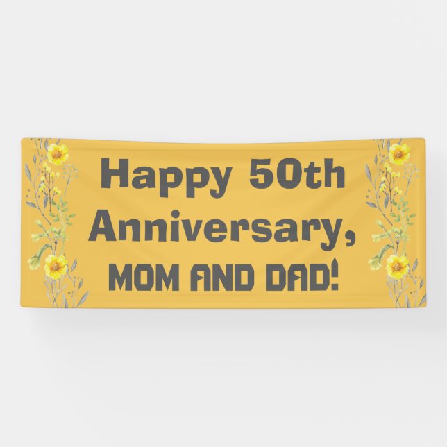 Happy 50th Anniversary Mom and Dad Banner (Horizontal)