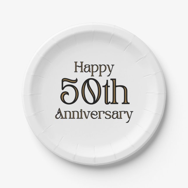 Happy 50th Anniversary Paper Plates (Front)