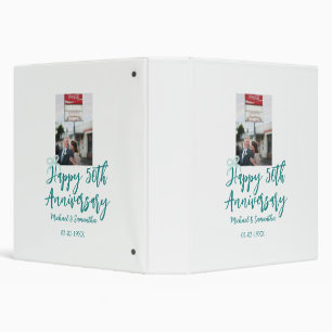 Happy 50th anniversary photo turquoise bow name da 3 ring binder
