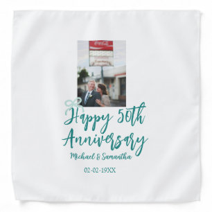 Happy 50th anniversary photo turquoise bow name da bandana