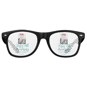 Happy 50th anniversary photo turquoise bow name da retro sunglasses